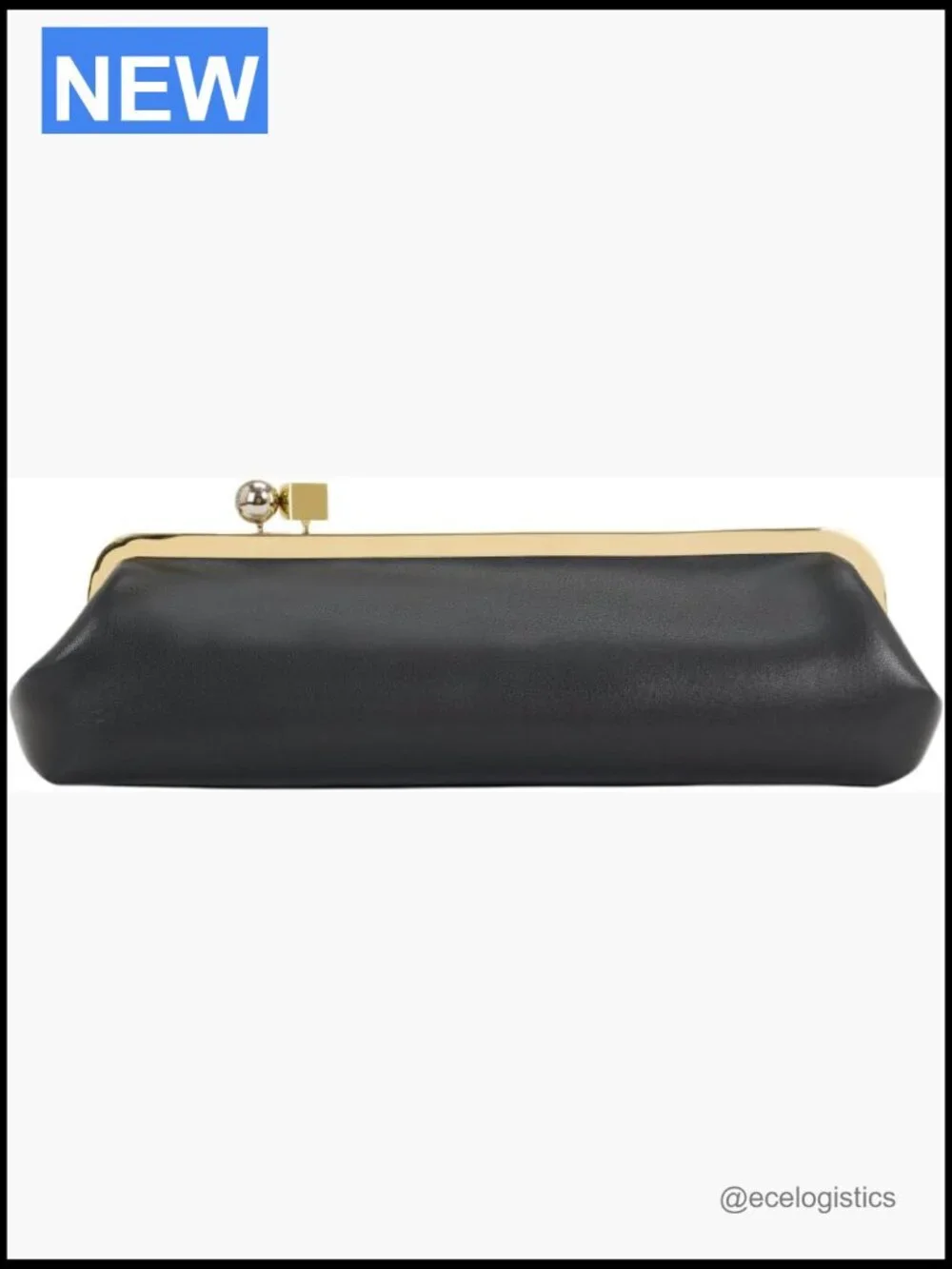 Kisslock Clutch Purse, Microfiber Leather Evening Bag with Gold Frame Clasp,